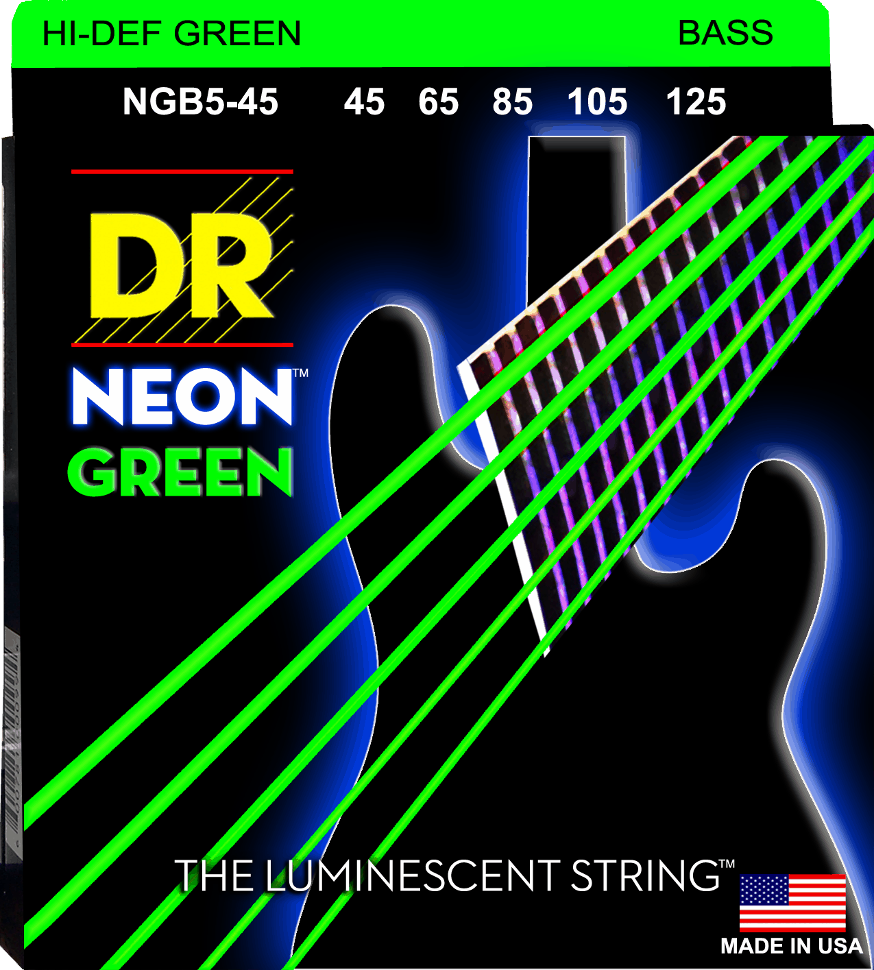 DR Strings Neon Green 5 String Medium (45-125)